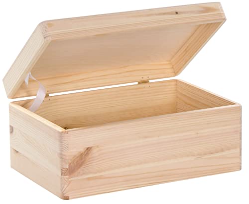 LAUBLUST Holzkiste mit Deckel - 30x20x14cm, Natur, FSC® - Allzweckkiste ohne Griffe - Aufbewahrungsbox | Erinnerungskiste | Bastel- & Geschenkbox von LAUBLUST