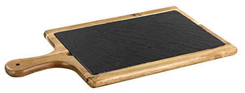 LAUBLUST Großes Holz-Brett mit Griff - inkl. Schieferplatte | Küchenbrett - Schneidebrett & Servierbrett | ca. 45x25cm von LAUBLUST