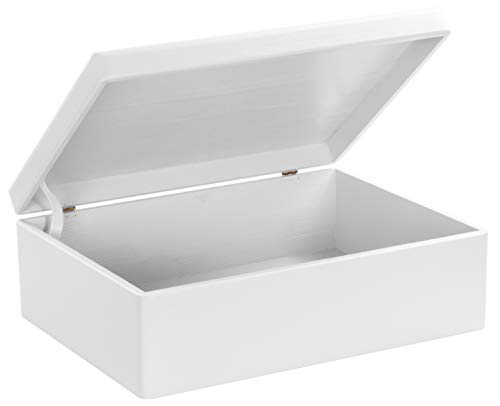 LAUBLUST Holzkiste mit Deckel - 40x30x14cm, Weiß, FSC® - Aufbewahrungskiste | Erinnerungsbox | Bastel- & Geschenkkiste von LAUBLUST