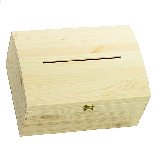 LAUBLUST Geschenkbox & Spendenbox mit Schlitz - 35x25x19cm, Natur Holz FSC® | Umfragebox Briefbox Einwurfbox Wahlurne aus Holz - Kiste für Geschenkkarten | Geschenkkartenbox für Hochzeit oder Jubiläum von LAUBLUST