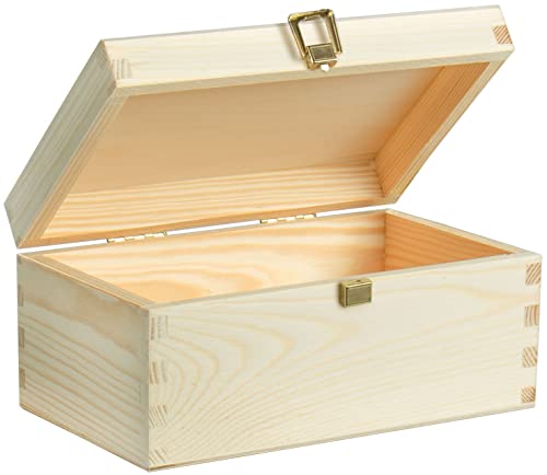 LAUBLUST Kleine Holzkiste mit Deckel & Schloss - ca. 20 x 15 x 10 cm, Natur - Aufbewahrungskiste, FSC® - Bastel- & Geschenkkiste von LAUBLUST
