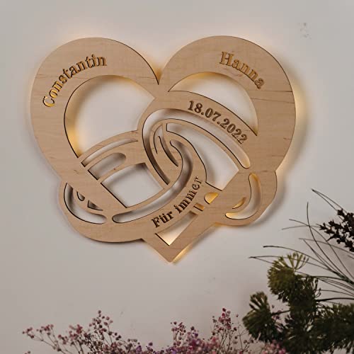 LAUBLUST LED Wandleuchte Brautpaar - Personalisiertes Liebes-Geschenk zu Verlobung Hochzeit Jahrestag Valentinstag von LAUBLUST
