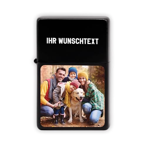 LAUBLUST Metall Benzinfeuerzeug mit Foto für Ihn - Personalisiertes Feuerzeug für Männer - Farbfoto Motiv, Schwarz | Herren Personalisierte Geschenke mit Gravur zu Weihnachten, Geburtstag & Vatertag von LAUBLUST