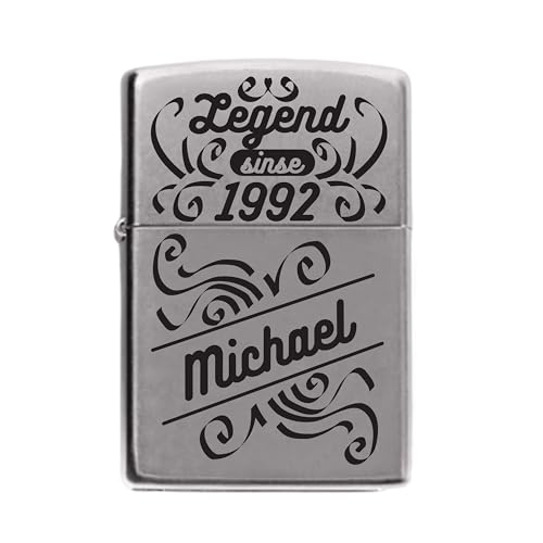 LAUBLUST Original Zippo Benzinfeuerzeug für Ihn - Personalisiertes Feuerzeug für Männer inkl. Geschenk-Box - Legend Motiv, Used Look | Herren Geschenke mit Gravur zu Weihnachten, Geburtstag & Vatertag von LAUBLUST