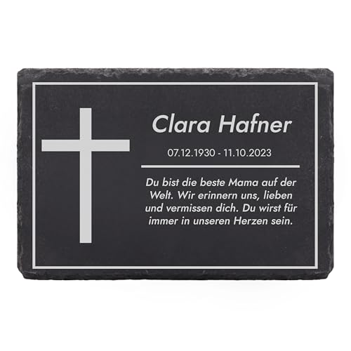 LAUBLUST Personalisierte Grabplatte als Grabschmuck für Menschen mit Wunschtext | Schieferplatte mit Gravur als Grabstein Deko & Grabtafel - Kreuz Motiv, 3 Größen | Schöne Grabsteine mit Name LAUBLUST Personalisierte Grabplatte als Grabschmuck für Menschen mit Wunschtext | Schieferplatte mit Gravur als Grabstein Deko & Grabtafel - Kreuz Motiv, 3 Größen | Schöne Grabsteine mit Name von LAUBLUST