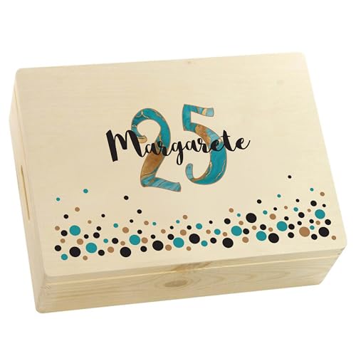 LAUBLUST Personalisierte Holzkiste mit Name & Alter - Geschenkkiste & Erinnerungsbox als Geschenke | Natur, ca. 40 x 30 x 14 cm - Geschenk zum Jubiläum & Geburtstag | Erinnerungskiste Holz, FSC® von LAUBLUST