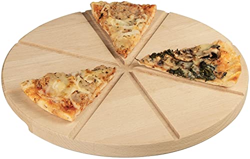 LAUBLUST Pizzabrett aus Holz - Runder Pizzateller mit 8 Schneiderillen & Griffmulden - ca. 30x30x2cm, Buche Natur FSC® von LAUBLUST