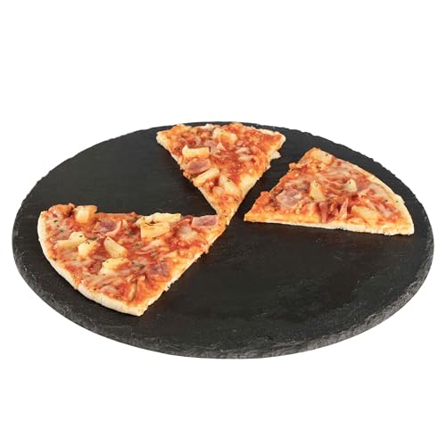 LAUBLUST Schieferplatte Rund 30 cm - Steinplatte für Besondere Anlässe - Platzteller | Servierplatte | Pizzateller von LAUBLUST