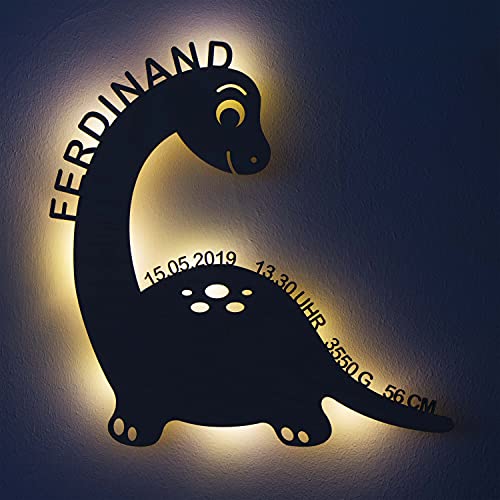 LAUBLUST Schlummerlicht Baby - Dino - Personalisiertes Geschenk Geburt & Taufe - LED Hintergrund-Beleuchtung | Natur von LAUBLUST