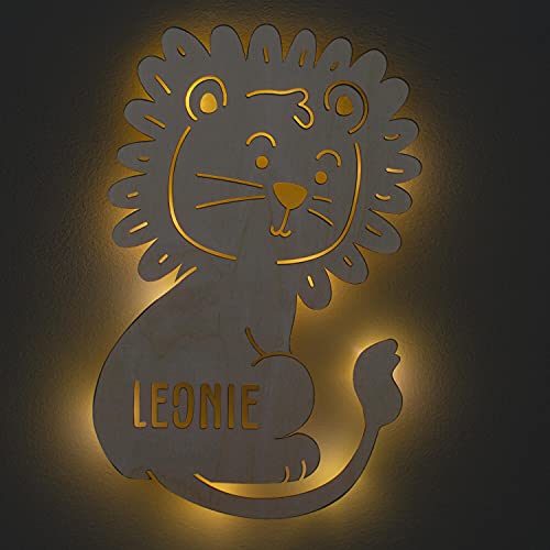 LAUBLUST Schlummerlicht Baby - Löwe - Personalisiertes Geschenk Geburt & Taufe - LED Hintergrund-Beleuchtung | Natur von LAUBLUST