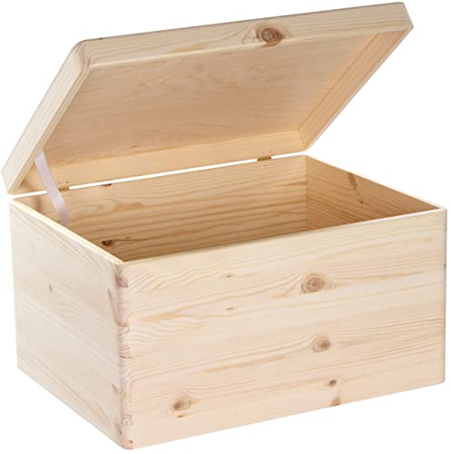 LAUBLUST Holzkiste mit Deckel - 40x30x24cm, Natur, FSC® - Allzweckkiste ohne Griffe - Aufbewahrungsbox | Erinnerungskiste | Bastel- & Geschenkbox von LAUBLUST