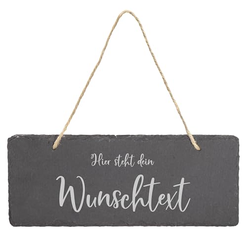 LAUBLUST Türschild Schiefer Personalisiert - Wunschtext, 8 Schriften Wählbar - Haustürschild mit Name - 3 Größen, inkl. Kordel von LAUBLUST