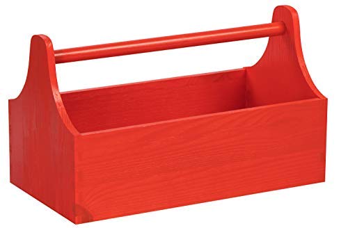 LAUBLUST Werkzeugkiste Holz - 34x18x20cm, Rot, FSC® - Werkzeugkasten mit Griff | Geschenkverpackung | Männerhandtasche von LAUBLUST