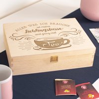 Laublust Teebox Mit Gravur - Lieblingstasse Ca. 29 X 22 8 cm, 12 Fächer, Holz Natur Geschenk Für Teeliebhaber | Teekiste von LAUBLUST