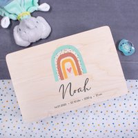 Personalisierte Erinnerungskiste Baby Mit Namen | Erinnerungsbox Kinder Aus Holz Zur Geburt - M, L Regenbogen von LAUBLUST