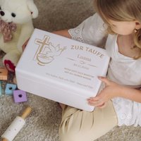 Personalisierte Holzkiste Zur Taufe - Weiß Holzbox Als Geschenk Für Taufkinder L, Xl Geschenkidee Paten Und Eltern von LAUBLUST