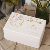 Personalisierte Holzkiste Zur Taufe - Weiß Holzbox Als Geschenk Für Taufkinder L, Xl Geschenkidee Paten Und Eltern von LAUBLUST