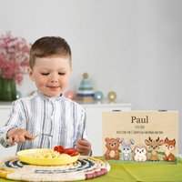 Personalisiertes Besteck Für Kinder Mit Gravur | Kinderbesteck Inkl. Holzbox Mädchen Und Jungen - Waldtiere von LAUBLUST