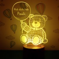 Personalisiertes Schlummerlicht Mit Namen | Nachtlicht Teddy Lampe Fürs Kinderzimmer Farbwechsel & 3D-Effekt von LAUBLUST