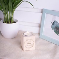 Teelichthalter Mit Gravur - Beste Oma Der Welt Geschenk Für Die Großmutter Kerzenhalter Aus Buchenholz von LAUBLUST