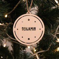 Weihnachtsbaumschmuck Aus Holz - Personalisiert Holzanhänger Mit Sternchen-Motiv von LAUBLUST