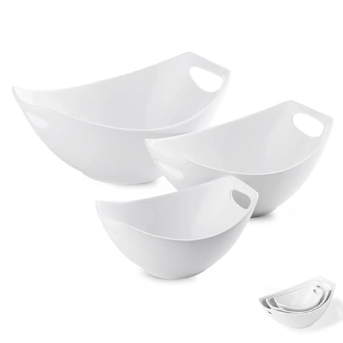 Porzellan-Servierschüssel-Set mit Griffen, 3 Packungen, Keramik-Rührschüssel-Set für die Küche, stapelbar, Set mit 15/28/50 oz von LAUCHUH