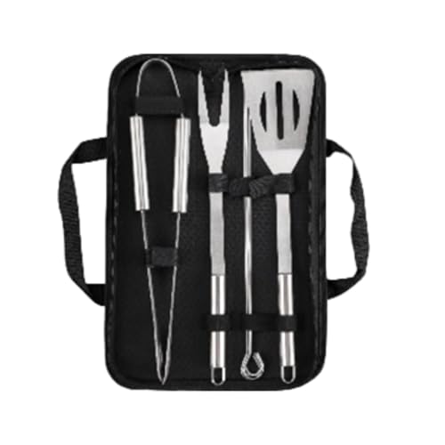 LAUDLIFE Professionelles 12-teiliges Edelstahl-Grillwerkzeug-Set: robuste Grillutensilien (Gabel, Zange, Spieße) für Terrassen-Kochen von LAUDLIFE