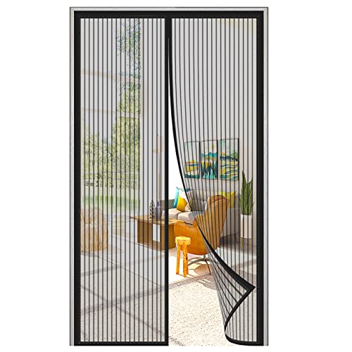 LAUDS Magnet Fliegengitter Tür Insektenschutz BalkontüR Magnetischer Fliegenvorhang Selbstklebend Magnetischer Moskitonetz Ohne Bohren,für Balkon Terrassen-Black-a|| 150x190cm(59x74inch) von LAUDS