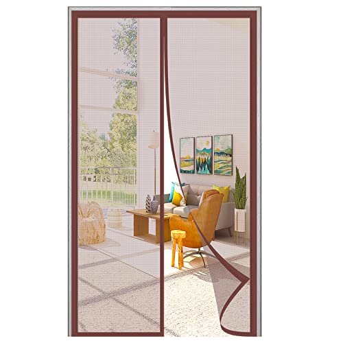 LAUDS Magnet Fliegengitter Tür Insektenschutz BalkontüR Magnetischer Fliegenvorhang Selbstklebend Magnetischer Moskitonetz Ohne Bohren,für Balkon Terrassen-Brown|| 110x215cm(43x84inch) von LAUDS