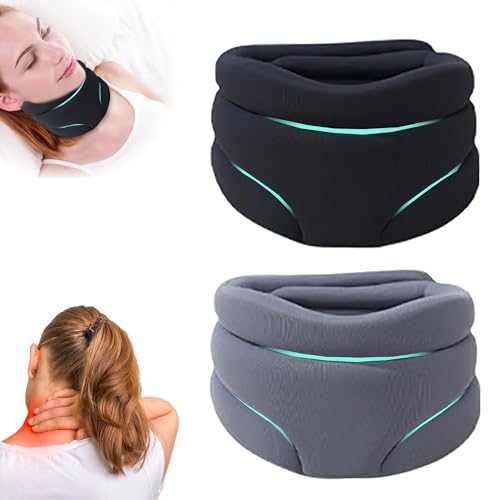 Nackenstütze, Halskrause Mensch, Neuleben Snooze Nackenstütze gegen Schnarchen, Schlafhilfe Nackenstütze, Neck Support Sleep Good Nackenkissen Nackenbuckel Weg Witwenbuckel Korrektur(Grau+Schwarz) von LAUFUY