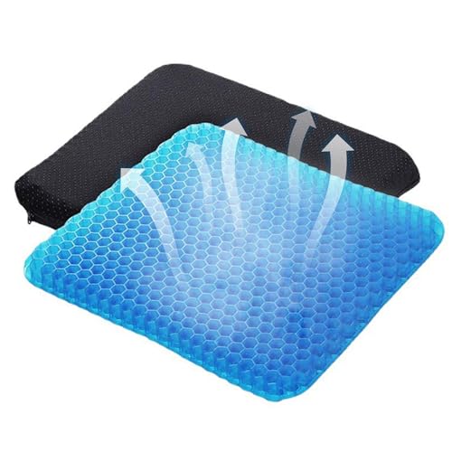 Weiches Sitzkissen, Gel-Sitzkissen, Wabenkissen mit Bezug, kühlendes Gel-Stuhlkissen, Eierkissen-Sitter für Bürostuhl, Rollstuhl, Auto, Gelkissen zum Sitzen von Druckwunden (50 x 50 cm) von LAUFUY