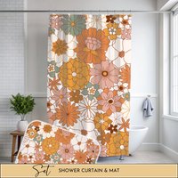 70Er Jahre Retro Blumen Duschvorhang Badezimmer Floral Badvorhang Hippie Dekor Vorhang Badematte Duschmatte 70Er Jahre Retro Blumen Duschvorhang Badezimmer Floral Badvorhang Hippie Dekor Vorhang Badematte Duschmatte von LAUMIANstudio