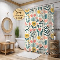 Boho Wildblumen Dusche Vorhang Einweihungsparty Geschenk Neue Haus Besitzer Floral Duschvorhang Bauernhaus Bad Gast Blume von LAUMIANstudio