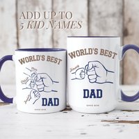 Personalisierte Beste Daddy Überhaupt Becher Fist Bump Kaffeetasse Blau Der Dad Welt Vatertagsgeschenk Benutzerdefinierte Vatertagstasse von LAUMIANstudio