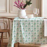 Weihnachten Baumwolle Tischdecke Rosa Und Mint Festliche Tisch Dekor Girly Schleife Tischwäsche Weihnachten Baumwolle Tischdecke Rosa Und Mint Festliche Tisch Dekor Girly Schleife Tischwäsche von LAUMIANstudio