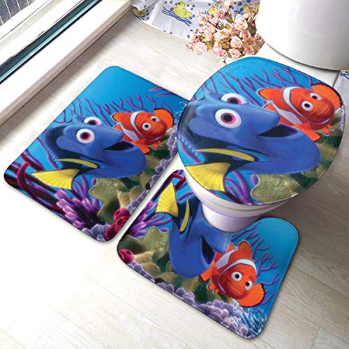 LAURE Finding Nemo Badmatten Anti-Rutsch-Saugfähiges 3-teiliges Toilettenmatten-Set, Badteppich-Deckelbezug von LAURE