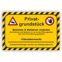 Schild Privatgrundstück Betreten Verboten Video Überwacht von LAUSITZART