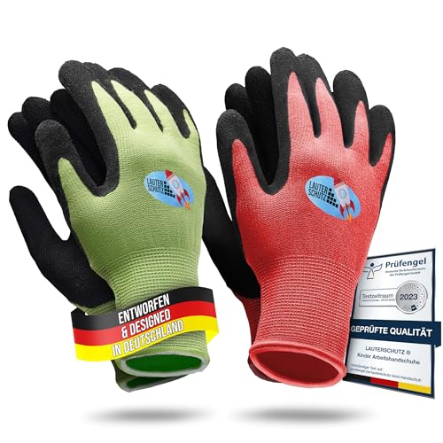 LAUTERSCHUTZ® für Kinder: 2 Paar Arbeitshandschuhe (mit Handflächenbeschichtung) aus dehnbarem Gewebe, für Gartenarbeit und mehr (Größe XS (1-2 Jahre)) von LAUTER SCHUTZ