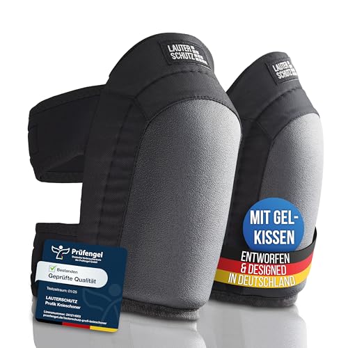 LauterSchutz® Profi Gel-Knieschoner zum Arbeiten - Boden- & Fliesenleger [Anti-Rutsch Beschichtung & bequemer Doppelverschluss] für Handwerker & Heimwerker [Deutscher Hersteller] (Schwarz, Slim) von LAUTER SCHUTZ
