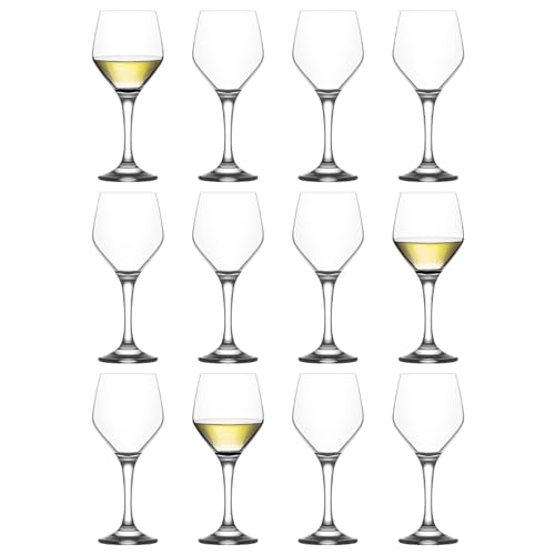LAV 12 x transparente 260-ml-Ella-Weißweingläser – kleines spülmaschinenfestes Glas für Hochzeit Weihnachten Geburtstag Party Trinkglas Kelch Geschenkset von LAV