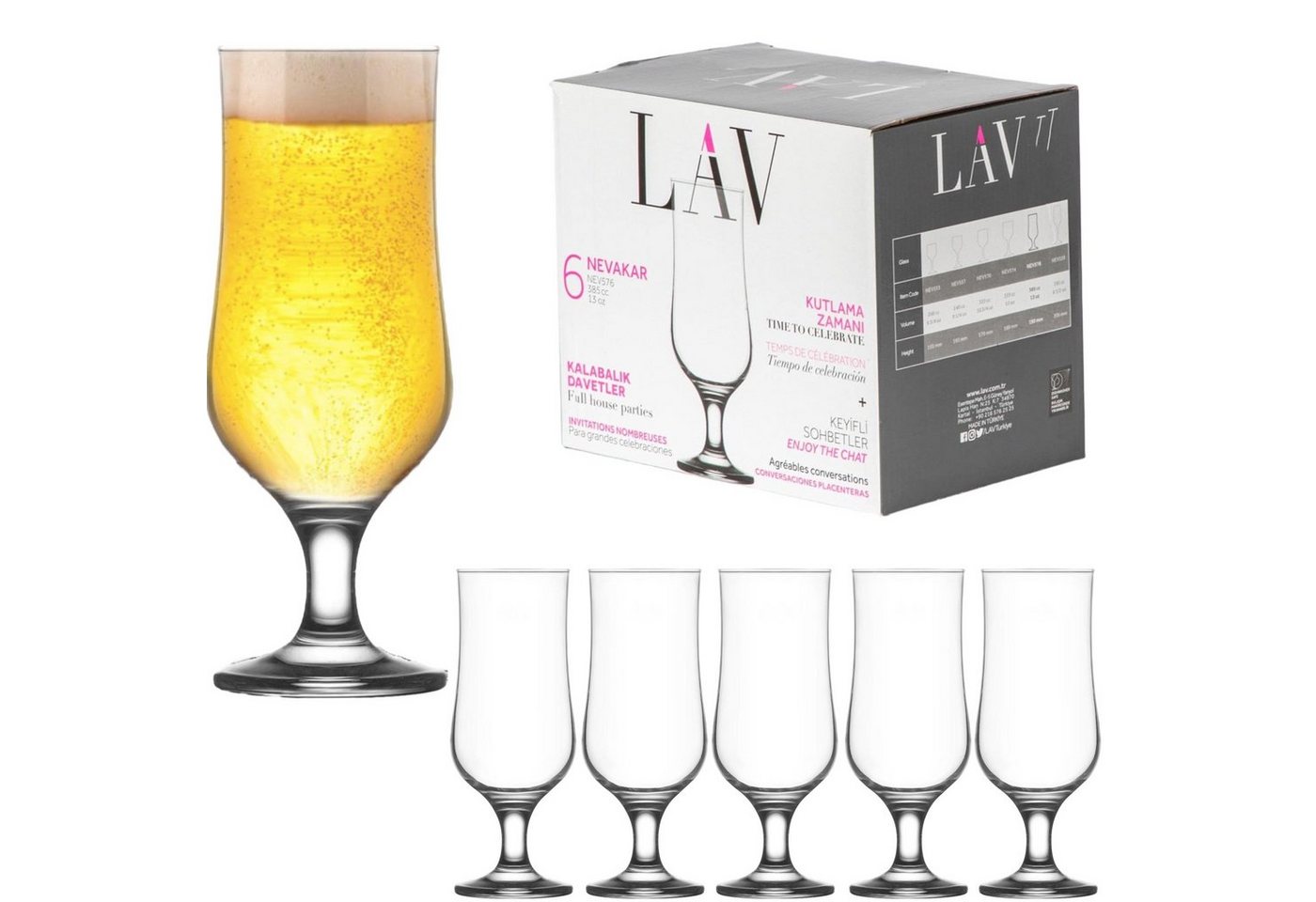 LAV Cocktailglas Transparente Eiskaffe Gläser, Milchshake Gläser 6er 385cc, Glas von LAV