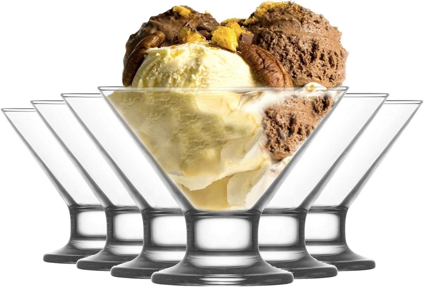 LAV Eisschale Crema Eis- und Dessertbecher, Glas, (Packung, 6-tlg), 6er Set, 165ml, ideal für Eiscreme, Pudding, Desserts von LAV