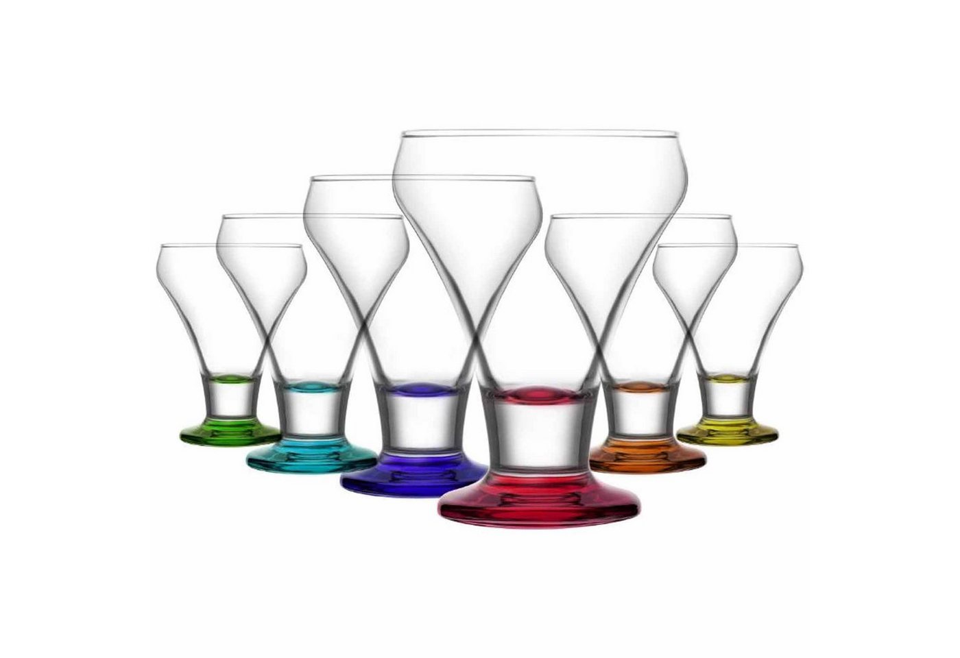 LAV Eisschale Eisbecher Set 6 teilig aus Glas, farbiges Schalen Gläser Set 305 ml, Glas, (6-tlg), Bunt von LAV