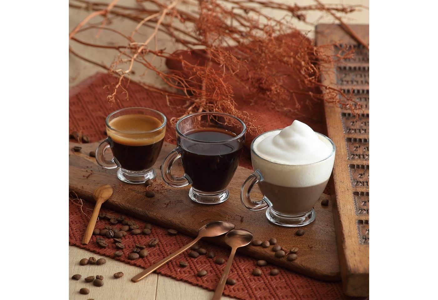 LAV Espressoglas Kaffeegläser-Set 95ml 6tlg + Untersetzer Serie ROMA" Espresso Gläser, Glas, Für Heißgetränke - Spülmaschinenfest" von LAV