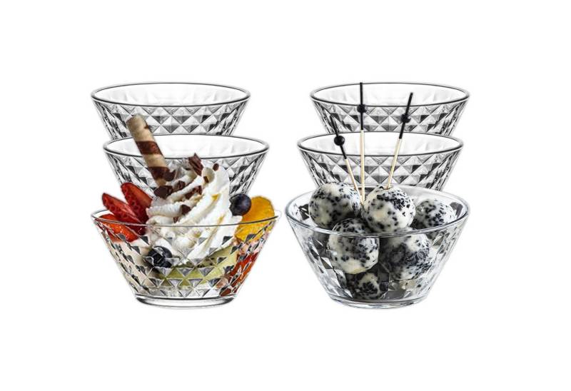 LAV Schale Artemis Glasschalen - 330 ml (11 1/4 oz), 6er Set, Glas, (6er-Set, 6-tlg), ideal für Desserts, Snacks, Dips, Diamantschliff,spülmaschinengeeignet von LAV