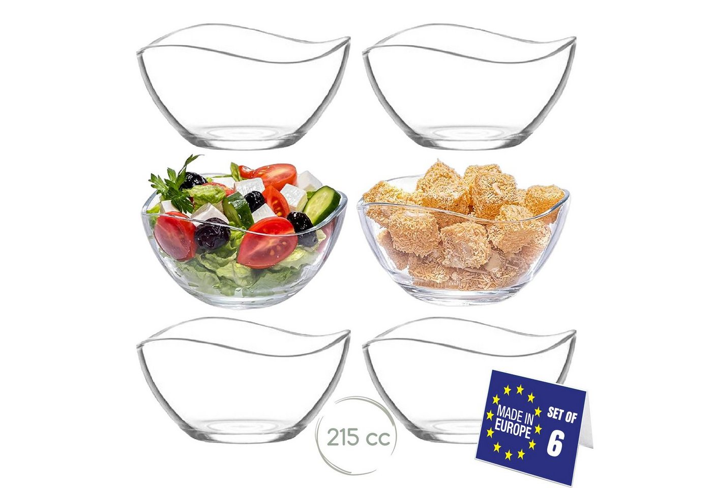 LAV Schale Vira Snackschalen-Set: 6-teilig 215ml für Dip und Salat, (6-tlg) von LAV