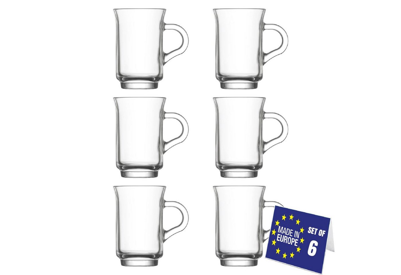 LAV Teeglas Ada Henkel Teegläser: 6er Set 155cc, Perfekt für Heißgetränke, Glas von LAV