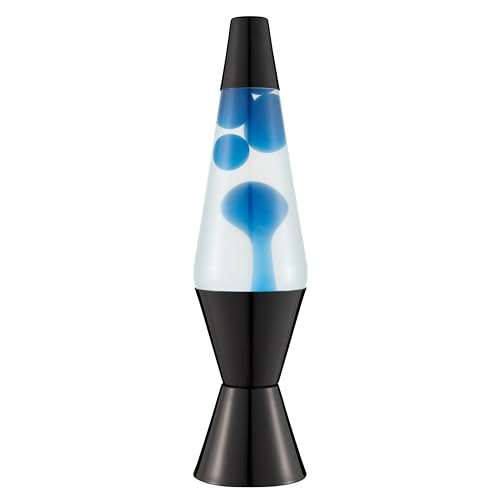LAVA® - Lampe 2313, blaues Wachs, klare Flüssigkeit, schwarzer Sockel und Deckel, Original 14,5 Zoll Bewegungslampe der Marke von LAVA