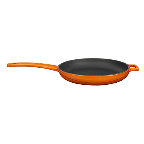 LAVA Cookware Gusseisen emailliert Bratpfanne mit Metallgriff, rund, 20 cm, orange von LAVA