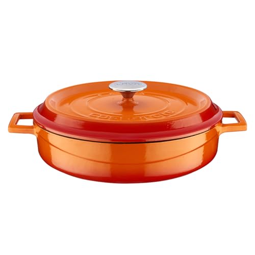 Lava Signature Mehrzweck-Schmorofen aus emailliertem Gusseisen, 3 1/2 Quart, Orange Spice von LAVA